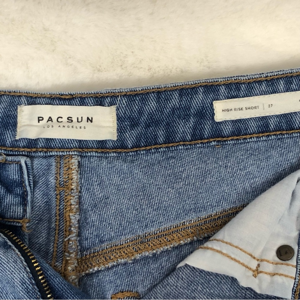 PACSUN High Rise denim floral embroidered boho, hippie cutoff shorts size 27 - Picture 6 of 13
